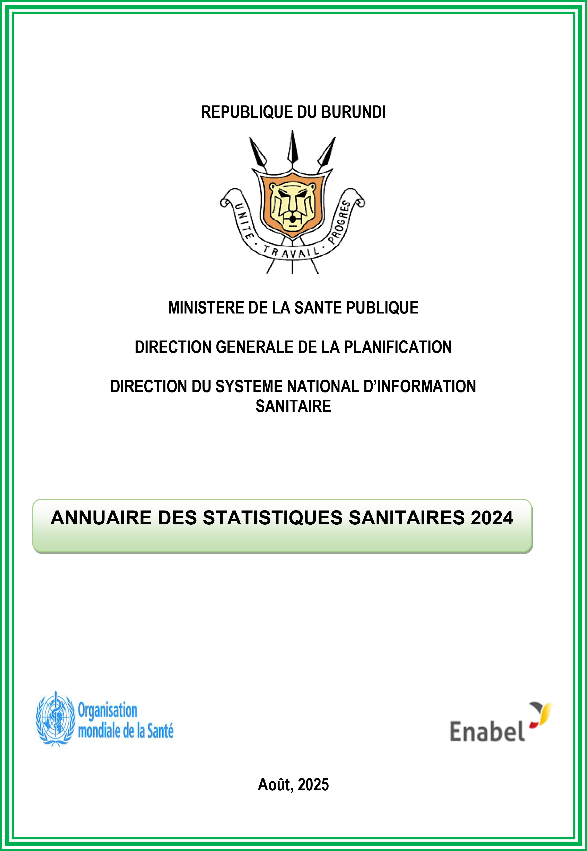 Burundi Health Statistics Yearbook 2024